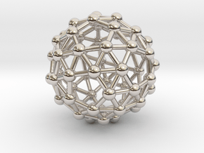 0386 Snub Dodecahedron V&E (a=1cm) #003 in Rhodium Plated Brass