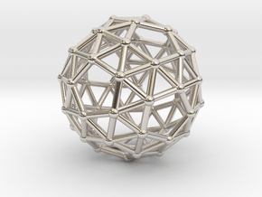 0385 Snub Dodecahedron V&E (a=1cm) #002 in Rhodium Plated Brass