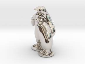 Penguins in Rhodium Plated Brass
