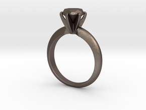 Diamond ring 'Big', Size 8 us (18.2mm) in Polished Bronzed Silver Steel