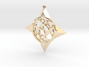 Simple Compass Pendant in 14k Gold Plated Brass