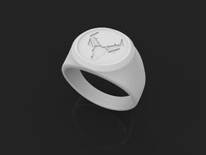Signet Ring Deer Logo 19mm men in White Natural Versatile Plastic