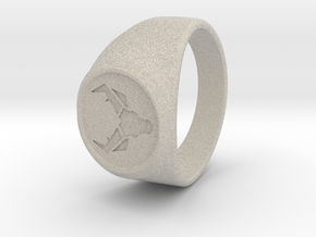 Signet Ring Deer Logo 19mm men in Natural Sandstone