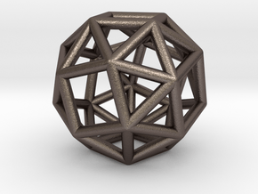 0273 Snub Cube E (a=1cm) #001 in Polished Bronzed Silver Steel