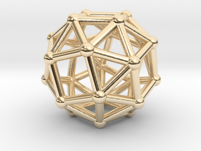 0387 Snub Cube V&E (a=1cm) #002 in 14k Gold Plated Brass