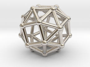 0387 Snub Cube V&E (a=1cm) #002 in Rhodium Plated Brass
