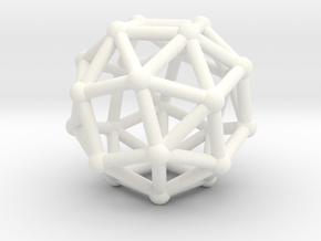 0387 Snub Cube V&E (a=1cm) #002 in White Processed Versatile Plastic