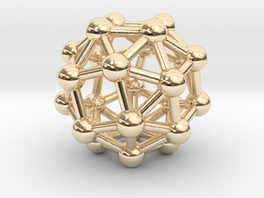 0388 Snub Cube V&E (a=1cm) #003 in 14k Gold Plated Brass