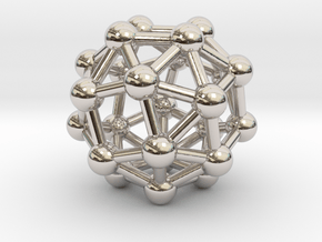 0388 Snub Cube V&E (a=1cm) #003 in Rhodium Plated Brass