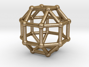 0389 Small Rhombicuboctahedron V&E (a=1cm) #002 in Polished Gold Steel