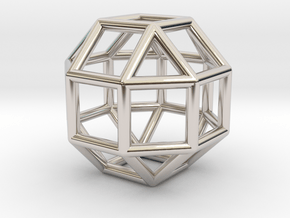 0274 Small Rhombicuboctahedron E (a=1cm) #001 in Rhodium Plated Brass