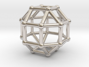 0389 Small Rhombicuboctahedron V&E (a=1cm) #002 in Rhodium Plated Brass