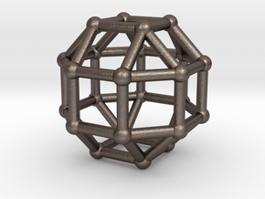 0389 Small Rhombicuboctahedron V&E (a=1cm) #002 in Polished Bronzed Silver Steel