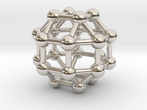 0390 Small Rhombicuboctahedron V&E (a=1cm) #003 in Rhodium Plated Brass