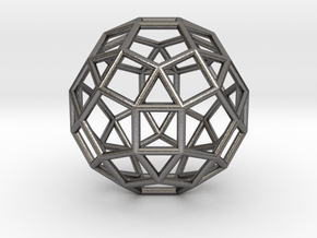0275 Small Rhombicosidodecahedron E (a=1cm) #001 in Polished Nickel Steel