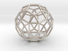 0275 Small Rhombicosidodecahedron E (a=1cm) #001 in Rhodium Plated Brass