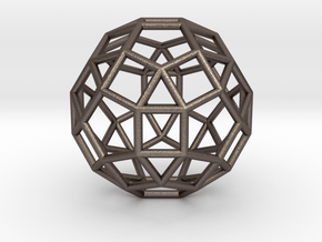 0275 Small Rhombicosidodecahedron E (a=1cm) #001 in Polished Bronzed Silver Steel