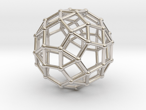 0391 Small Rhombicosidodecahedron V&E (a=1cm) #002 in Rhodium Plated Brass