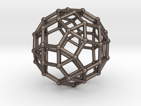 0391 Small Rhombicosidodecahedron V&E (a=1cm) #002 in Polished Bronzed Silver Steel