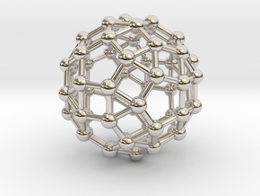 0392 Small Rhombicosidodecahedron V&E (a=1cm) #003 in Rhodium Plated Brass
