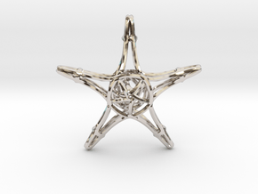 Starfish Wireframe Keychain in Rhodium Plated Brass