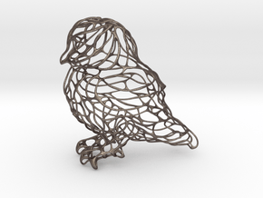 Owl Thin Wire 8cm in Polished Bronzed Silver Steel