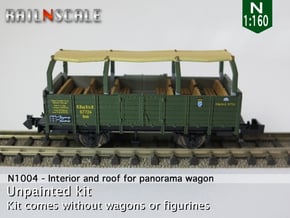 Interior and roof for panorama wagon (N 1:160) in Smooth Fine Detail Plastic