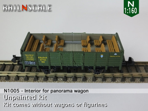 Interior for panorama wagon (N 1:160) in Tan Fine Detail Plastic