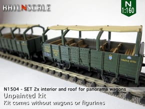 SET 2x Interior and roof for panorama wagon (N) in Tan Fine Detail Plastic