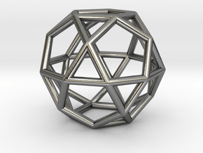 0276 Icosidodecahedron E (a=1cm) #001 in Fine Detail Polished Silver
