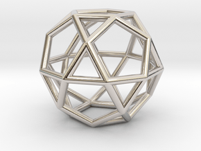 0276 Icosidodecahedron E (a=1cm) #001 in Rhodium Plated Brass