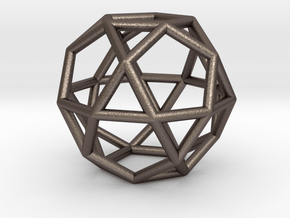 0276 Icosidodecahedron E (a=1cm) #001 in Polished Bronzed Silver Steel