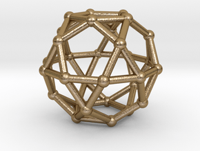 0393 Icosidodecahedron V&E (a=1cm) #002 in Polished Gold Steel