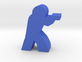 Game Piece, Character with Pistol in Blue Processed Versatile Plastic