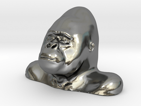 Gorilla Bust Sculpt in Polished Silver
