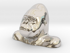 Gorilla Bust Sculpt in Rhodium Plated Brass