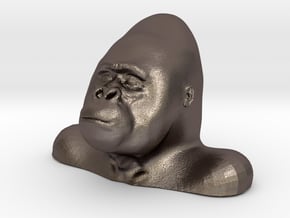 Gorilla Bust Sculpt in Polished Bronzed Silver Steel