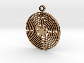 Labyrinth Prayer Pendant in Polished Brass