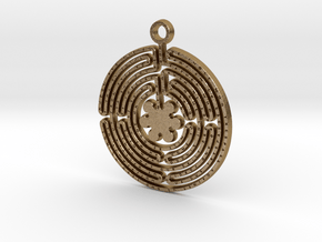 Labyrinth Prayer Pendant in Polished Gold Steel