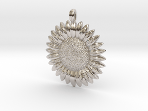 Sunflower Pendant in Rhodium Plated Brass