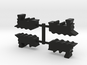Train Steam Engine Meeple, 4-set in Black Natural Versatile Plastic