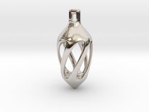 Twisted spindle pendant in Rhodium Plated Brass
