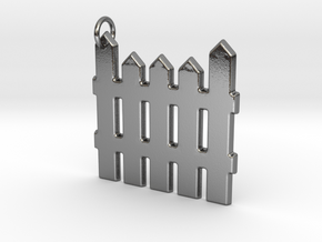 White Picket Fence Keychain in Polished Silver