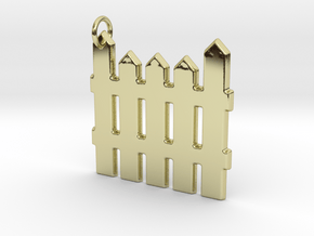 White Picket Fence Keychain in 18k Gold Plated Brass