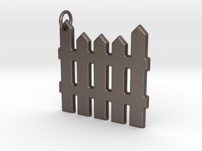 White Picket Fence Keychain in Polished Bronzed Silver Steel
