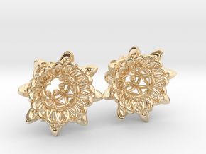 The Chrysanthemums Plugs /gauge /size1/2"(12mm) in 14k Gold Plated Brass