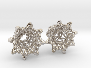 The Chrysanthemums Plugs /gauge /size1/2"(12mm) in Rhodium Plated Brass