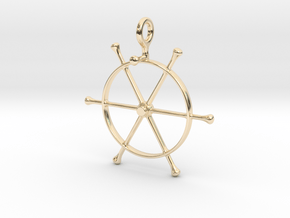 PT 109 Wheel Pendant 4mm Chain Loop in 14K Yellow Gold