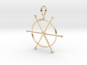 PT 109 Wheel Pendant 6mm Chain Loop in 14k Gold Plated Brass