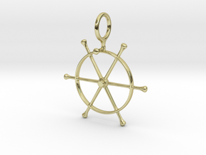 PT 109 Wheel Pendant 8mm Chain Loop in 18k Gold Plated Brass